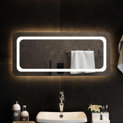 LED badeværelsesspejl Transparent 90 x 40 cm hærdet glas