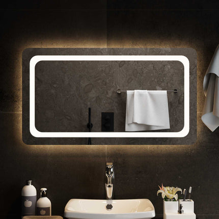 LED badeværelsesspejl Transparent 90 x 50 cm hærdet glas