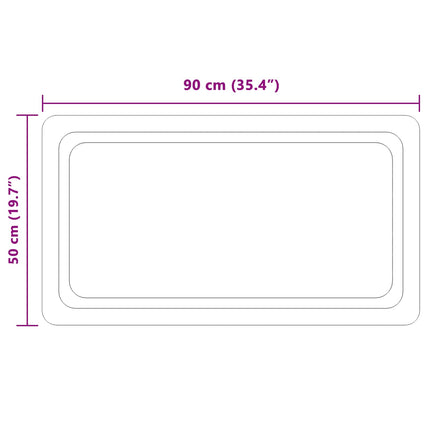 LED badeværelsesspejl Transparent 90 x 50 cm hærdet glas