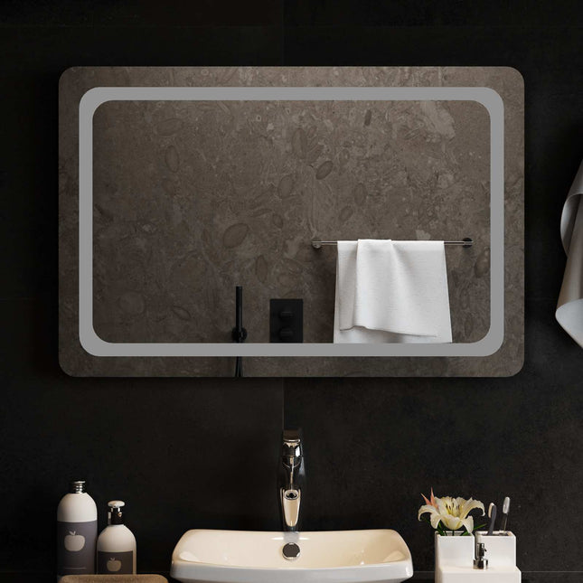 LED badeværelsesspejl Transparent 90 x 60 cm hærdet glas