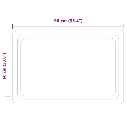 LED badeværelsesspejl Transparent 90 x 60 cm hærdet glas