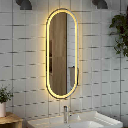 LED badeværelsesspejl Transparent 90 x 40 cm hærdet glas