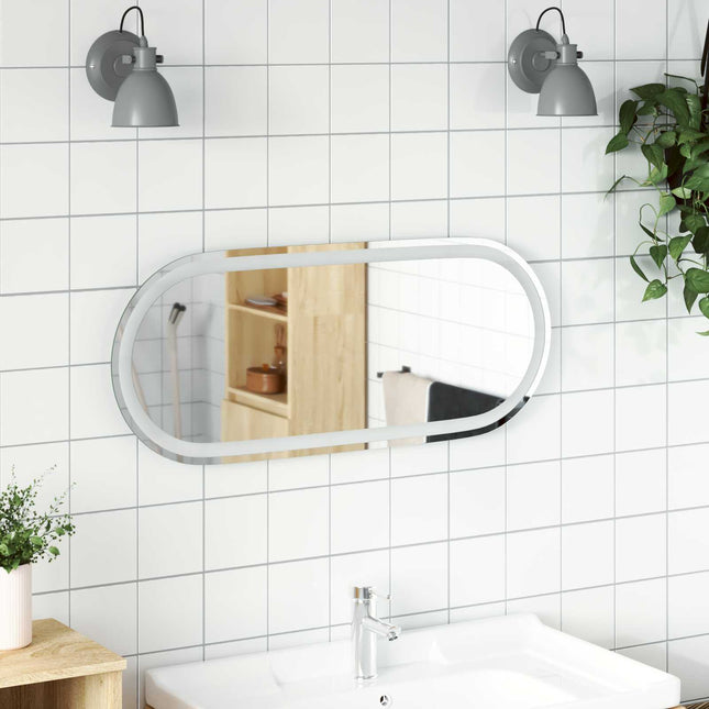 LED badeværelsesspejl Transparent 90 x 40 cm hærdet glas