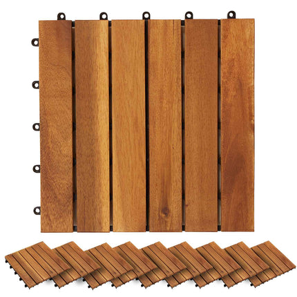 Terrasse Flise 30 pcs Brun 30 x 30 cm Akacietræ