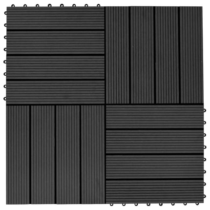Terrasse Flise 22 pcs Sort 30 x 30 cm WPC