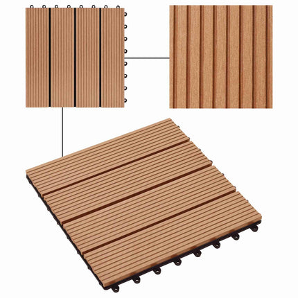 Terrasse Flise 22 pcs Teaktræ 30 x 30 cm WPC