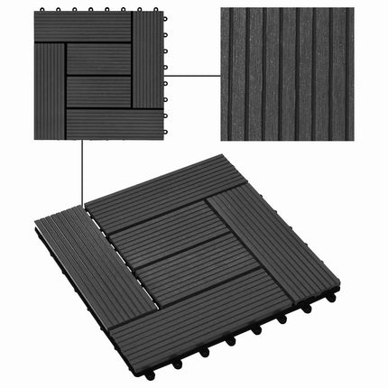 Terrasse Flise 22 pcs Sort 30 x 30 cm WPC