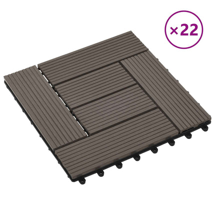 Terrasse Flise 22 pcs Mørk Brun 30 x 30 cm WPC