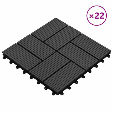 Terrasse Flise 22 pcs Sort 30 x 30 cm WPC