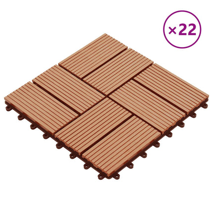 Terrasse Flise 22 pcs Teaktræ 30 x 30 cm WPC
