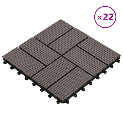 Terrasse Flise 22 pcs Mørk Brun 30 x 30 cm WPC