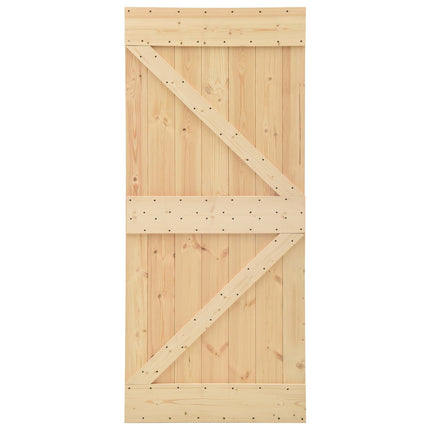 Skydedør Naturfarvet og sort 80 x 210 cm Massivt fyrretræ