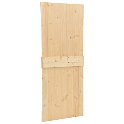 Skydedør 2 pcs 80 x 210 cm Massivt fyrretræ Naturfarvet og sort