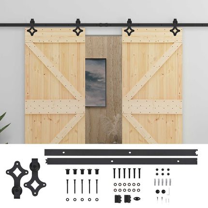 Skydedør 2 pcs 100 x 210 cm Massivt fyrretræ