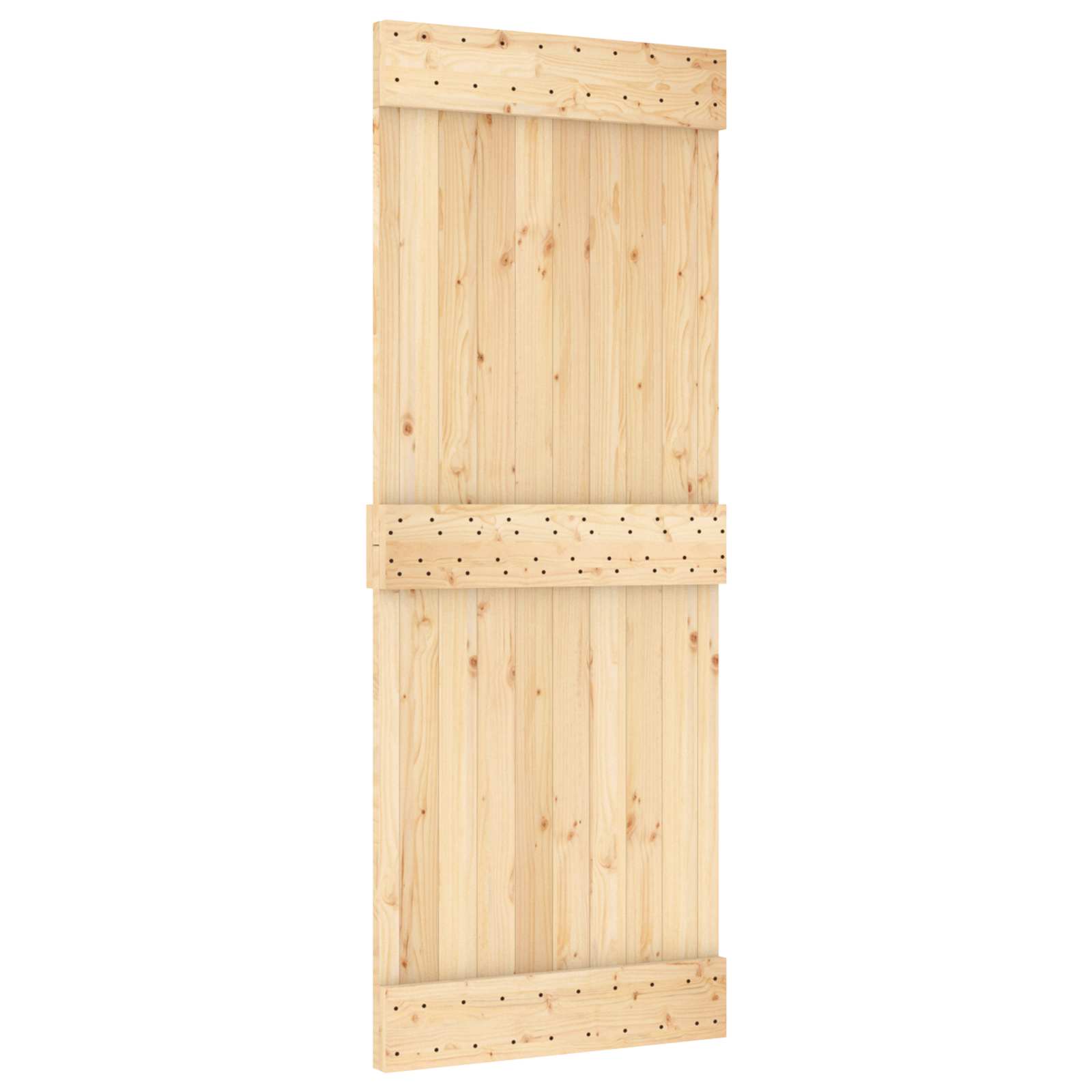 Skydedør Naturfarvet og sort 80 x 210 cm Massivt Fyrretræ