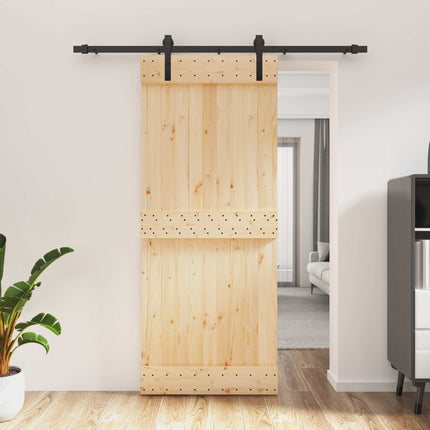 Skydedør Naturfarvet og sort 85 x 210 cm Massivt Fyrretræ