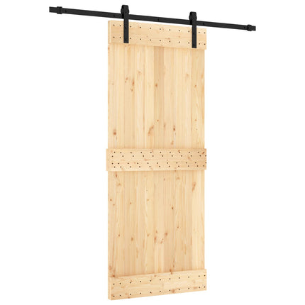Skydedør Naturfarvet og sort 85 x 210 cm Massivt Fyrretræ
