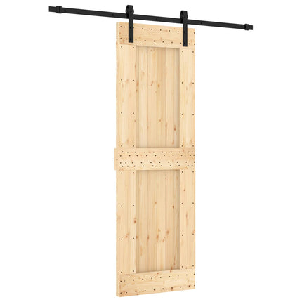 Skydedør Naturfarvet og sort 70 x 210 cm Massivt Fyrretræ