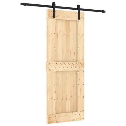 Skydedør Naturfarvet og sort 80 x 210 cm Massivt Fyrretræ
