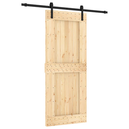 Skydedør Naturfarvet og sort 85 x 210 cm Massivt Fyrretræ