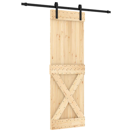 Skydedør Naturfarvet og sort 70 x 210 cm Massivt Fyrretræ