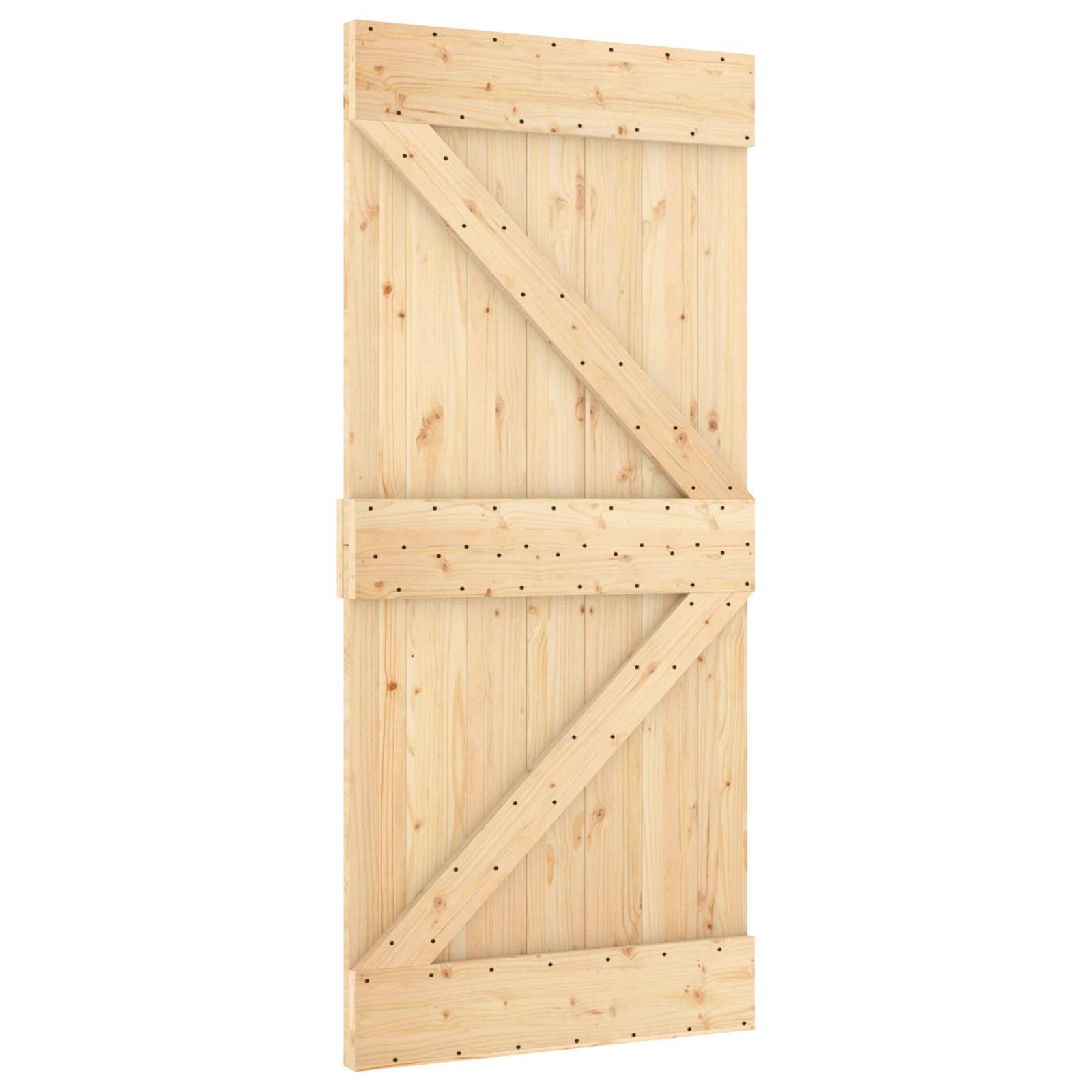 Skydedør Naturfarvet og sort 95 x 210 cm Massivt Fyrretræ