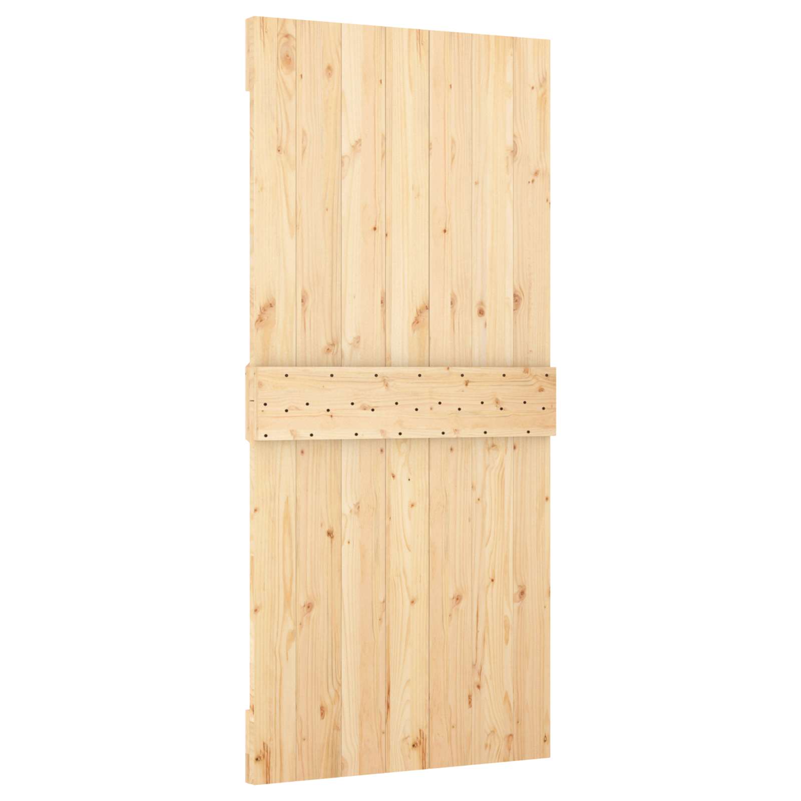 Skydedør Naturfarvet og sort 95 x 210 cm Massivt Fyrretræ