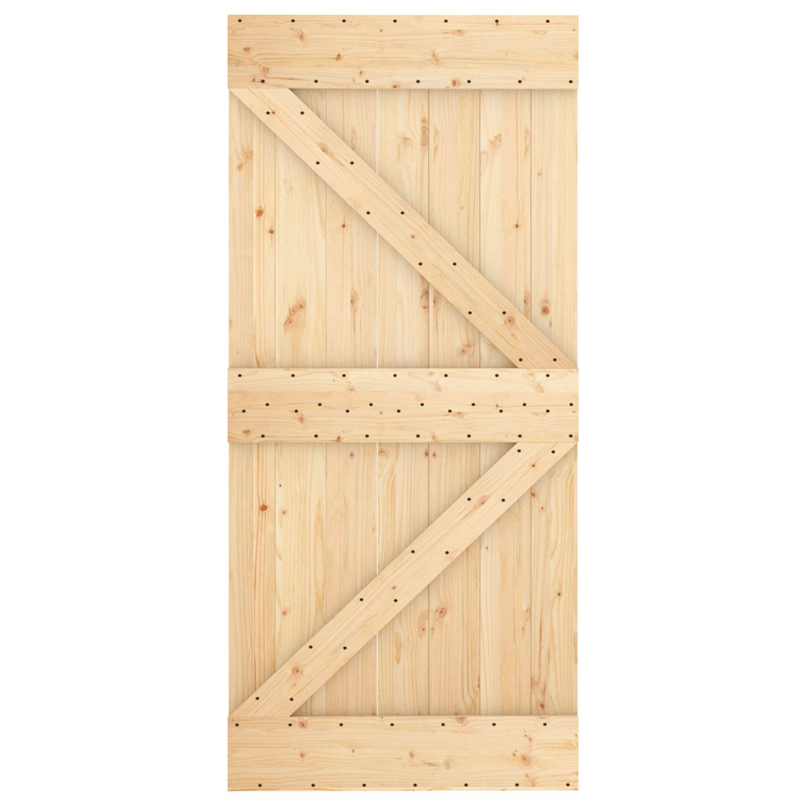 Skydedør Naturfarvet og sort 95 x 210 cm Massivt Fyrretræ