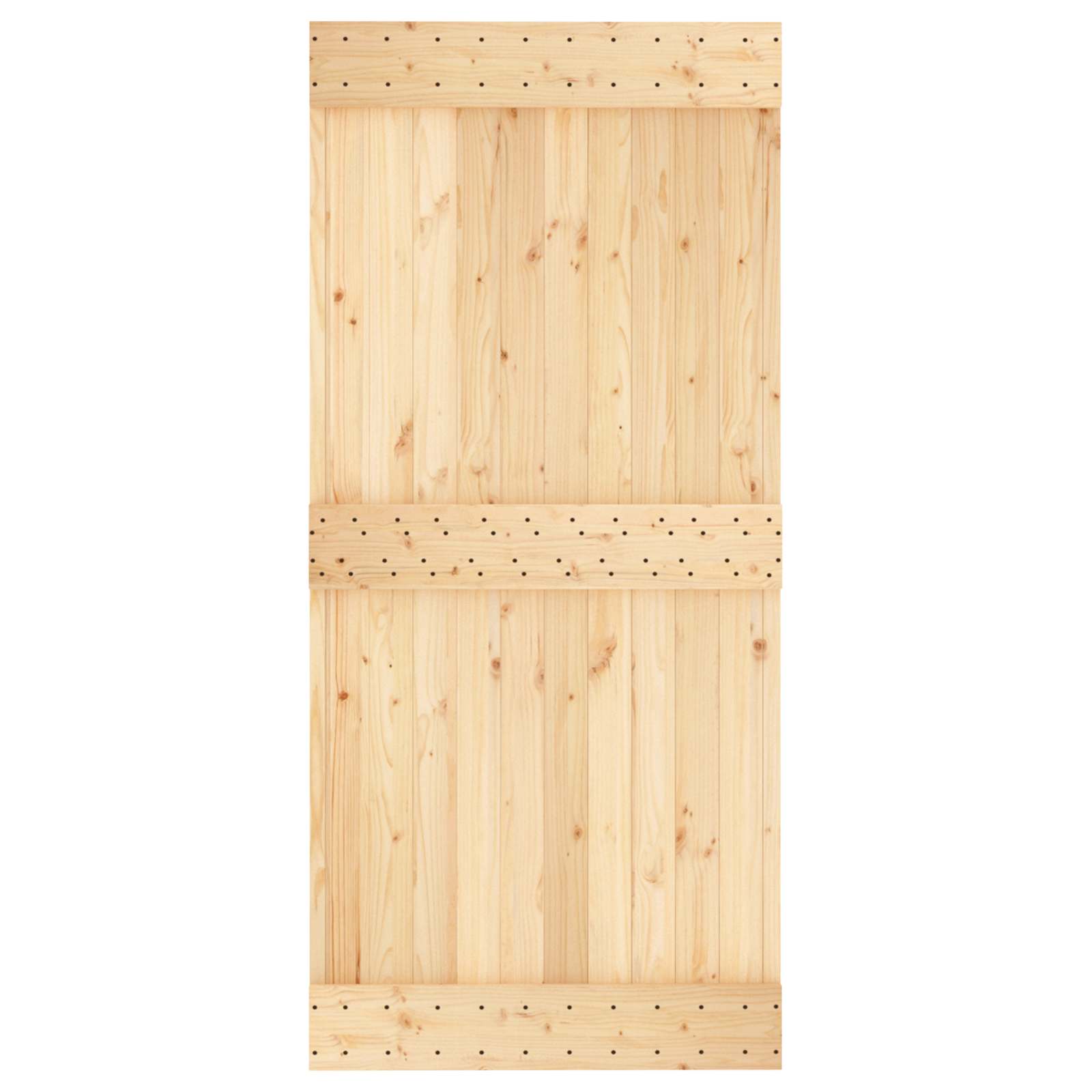 Skydedør Naturfarvet og sort 95 x 210 cm Massivt Fyrretræ