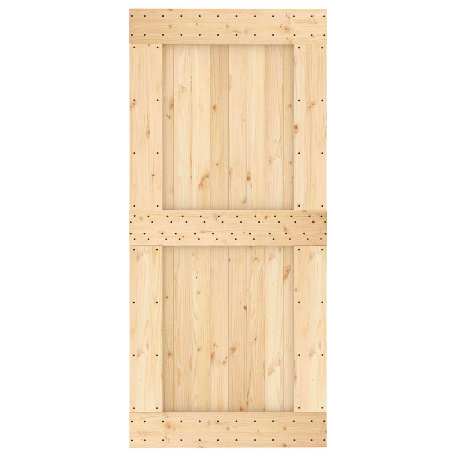Skydedør Naturfarvet og sort 95 x 210 cm Massivt Fyrretræ