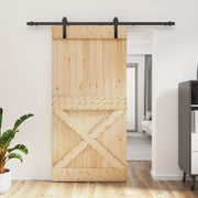 Skydedør Naturfarvet og sort 100 x 210 cm Massivt Fyrretræ