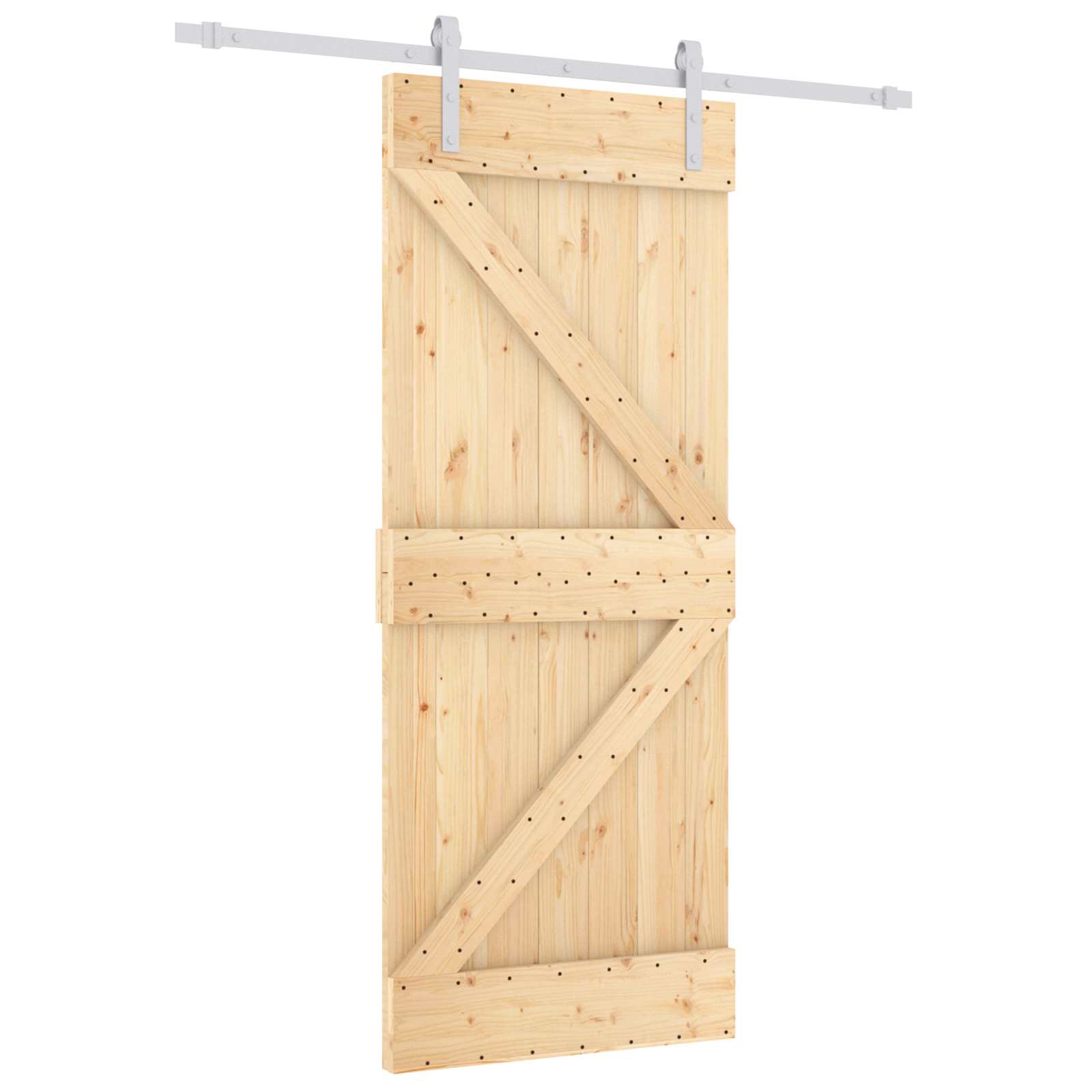 Skydedør Natur og hvid 85 x 210 cm Massivt Fyrretræ