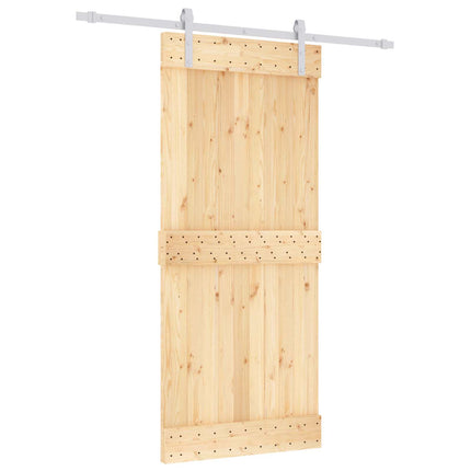 Skydedør Natur og hvid 90 x 210 cm Massivt Fyrretræ