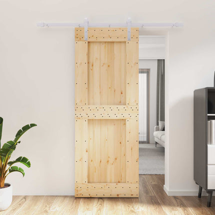 Skydedør Natur og hvid 80 x 210 cm Massivt Fyrretræ