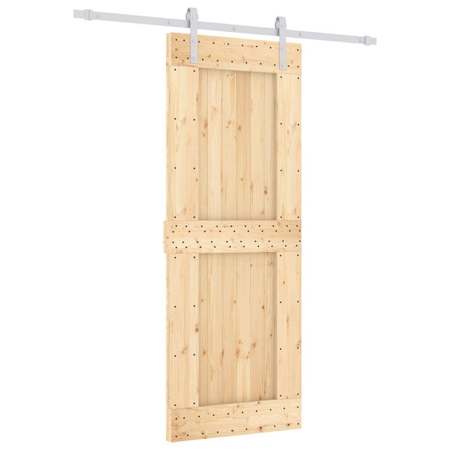 Skydedør Natur og hvid 80 x 210 cm Massivt Fyrretræ