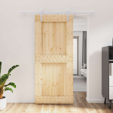 Skydedør Natur og hvid 90 x 210 cm Massivt Fyrretræ