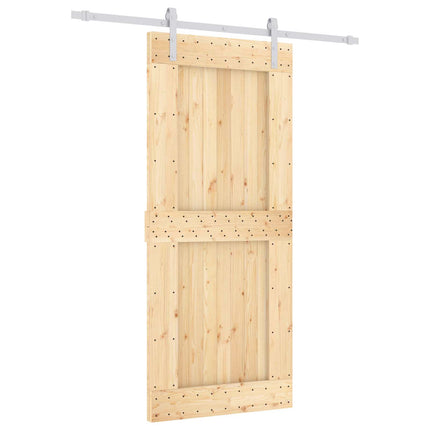 Skydedør Natur og hvid 90 x 210 cm Massivt Fyrretræ
