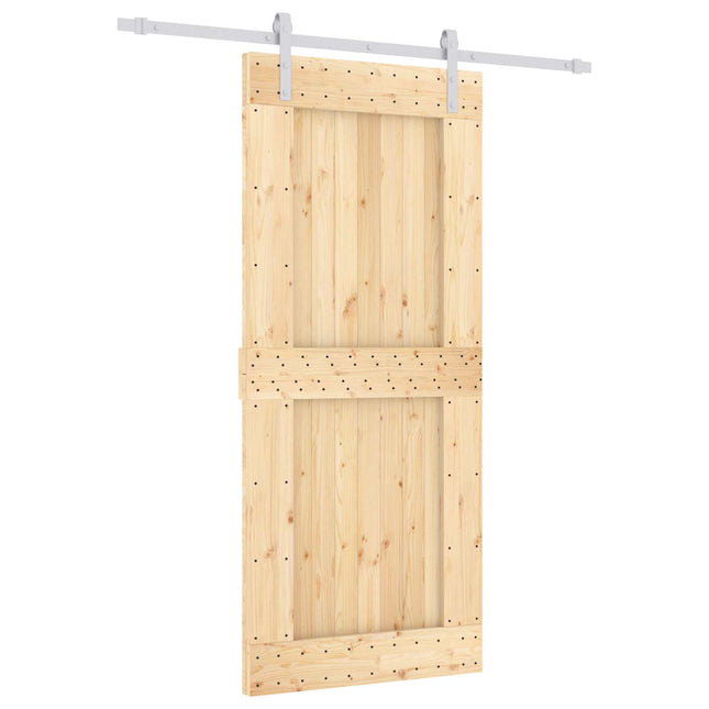 Skydedør Natur og hvid 90 x 210 cm Massivt Fyrretræ