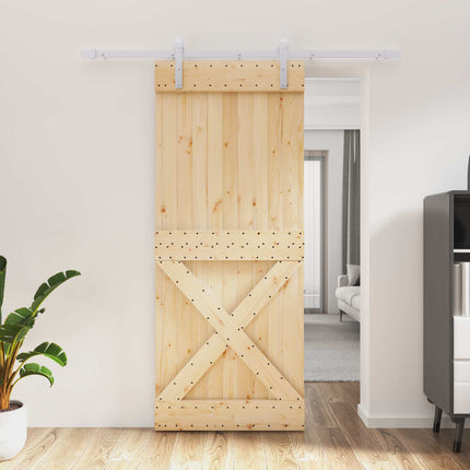 Skydedør Natur og hvid 85 x 210 cm Massivt Fyrretræ