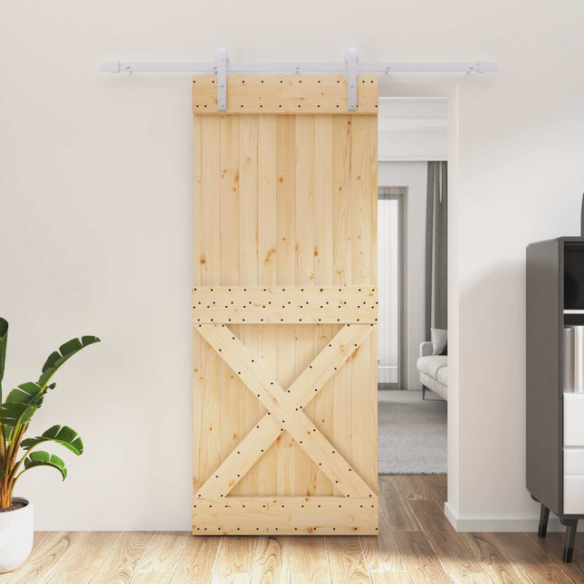 Skydedør Natur og hvid 85 x 210 cm Massivt Fyrretræ