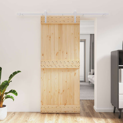 Skydedør Natur og hvid 85 x 210 cm Massivt Fyrretræ