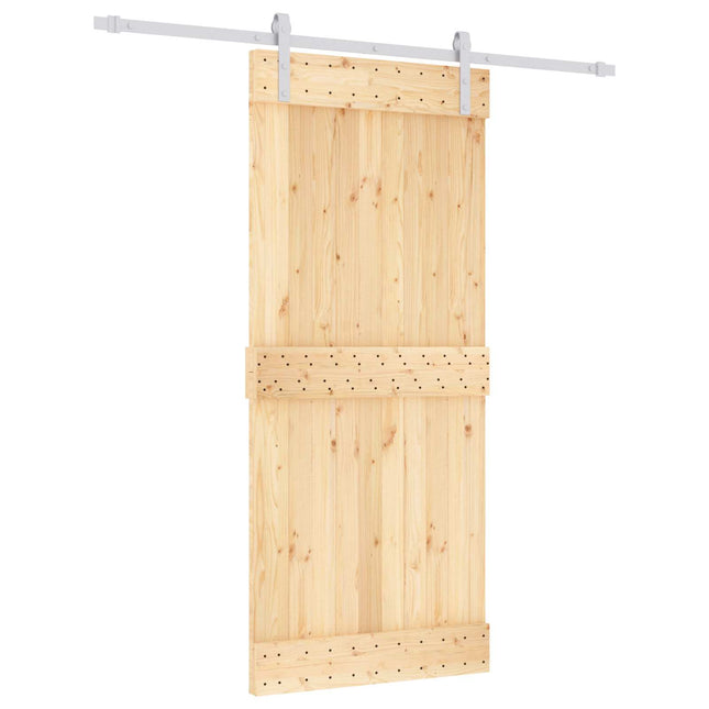 Skydedør Natur og hvid 90 x 210 cm Massivt Fyrretræ