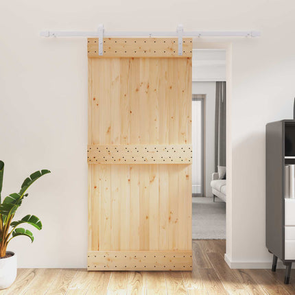 Skydedør Natur og hvid 95 x 210 cm Massivt Fyrretræ