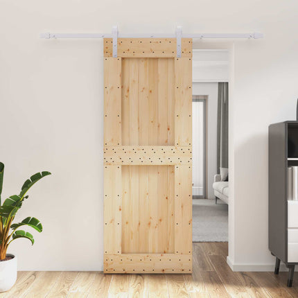 Skydedør Natur og hvid 80 x 210 cm Massivt Fyrretræ