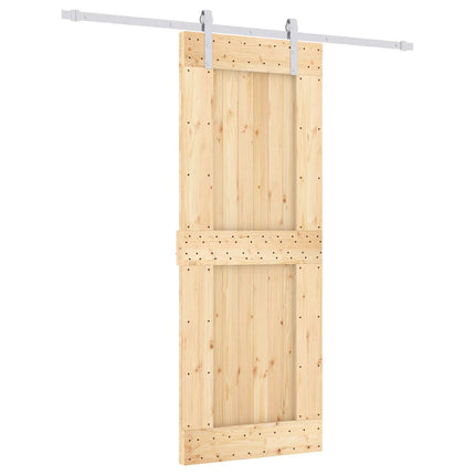 Skydedør Natur og hvid 80 x 210 cm Massivt Fyrretræ