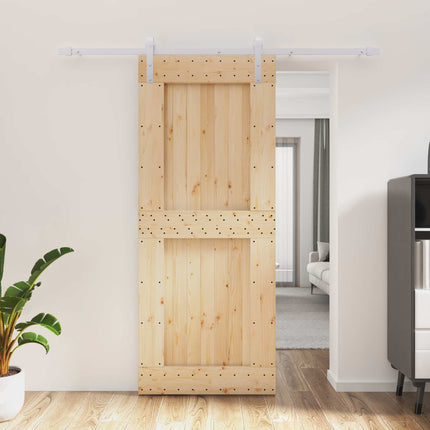 Skydedør Natur og hvid 85 x 210 cm Massivt Fyrretræ