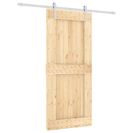 Skydedør Natur og hvid 90 x 210 cm Massivt Fyrretræ