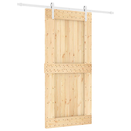 Skydedør Natur og hvid 95 x 210 cm Massivt Fyrretræ