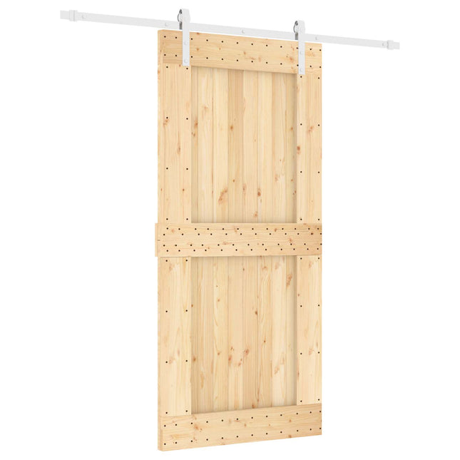 Skydedør Natur og hvid 95 x 210 cm Massivt Fyrretræ