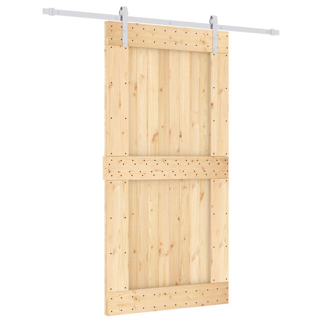Skydedør Natur og hvid 100 x 210 cm Massivt Fyrretræ
